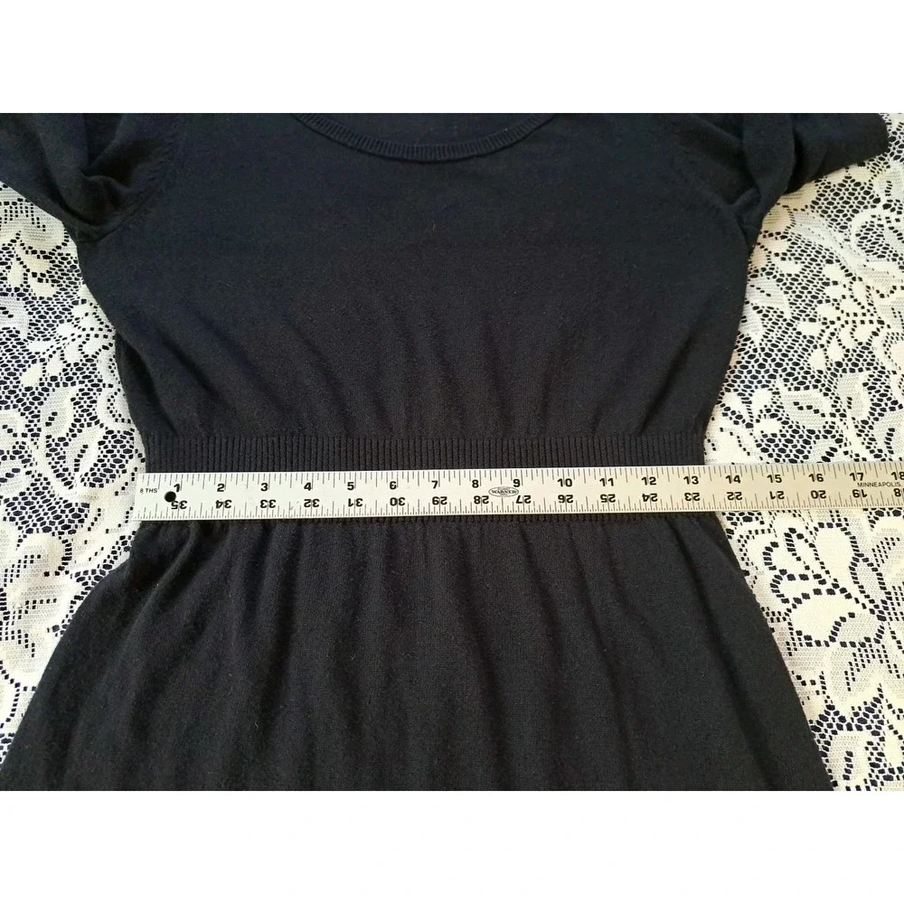 Old Navy Sweater Dress M Black Scoop Neck Ribbed‎ Waist Long Sleeve Cotton Blend